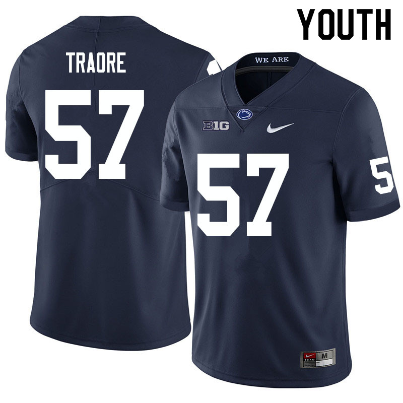 Youth #57 Ibrahim Traore Penn State Nittany Lions College Football Jerseys Sale-Navy